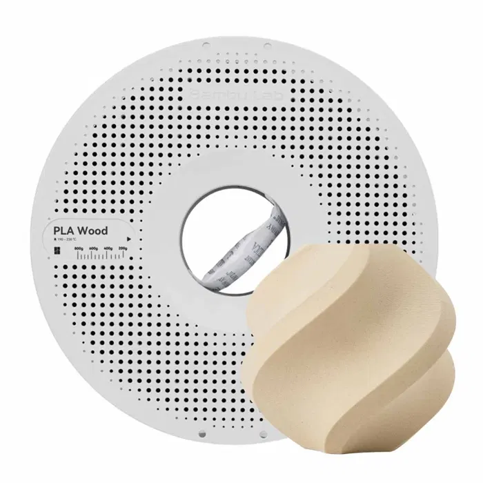 Bambu Lab PLA WOOD - CARVALHO BRANCO - COM CARRETEL BAMBULAB
